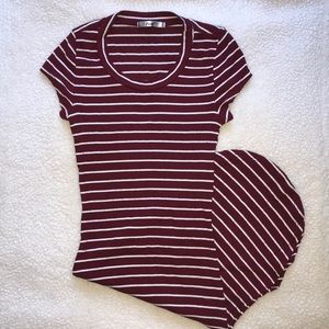 BURGUNDY STRIPED DRESS